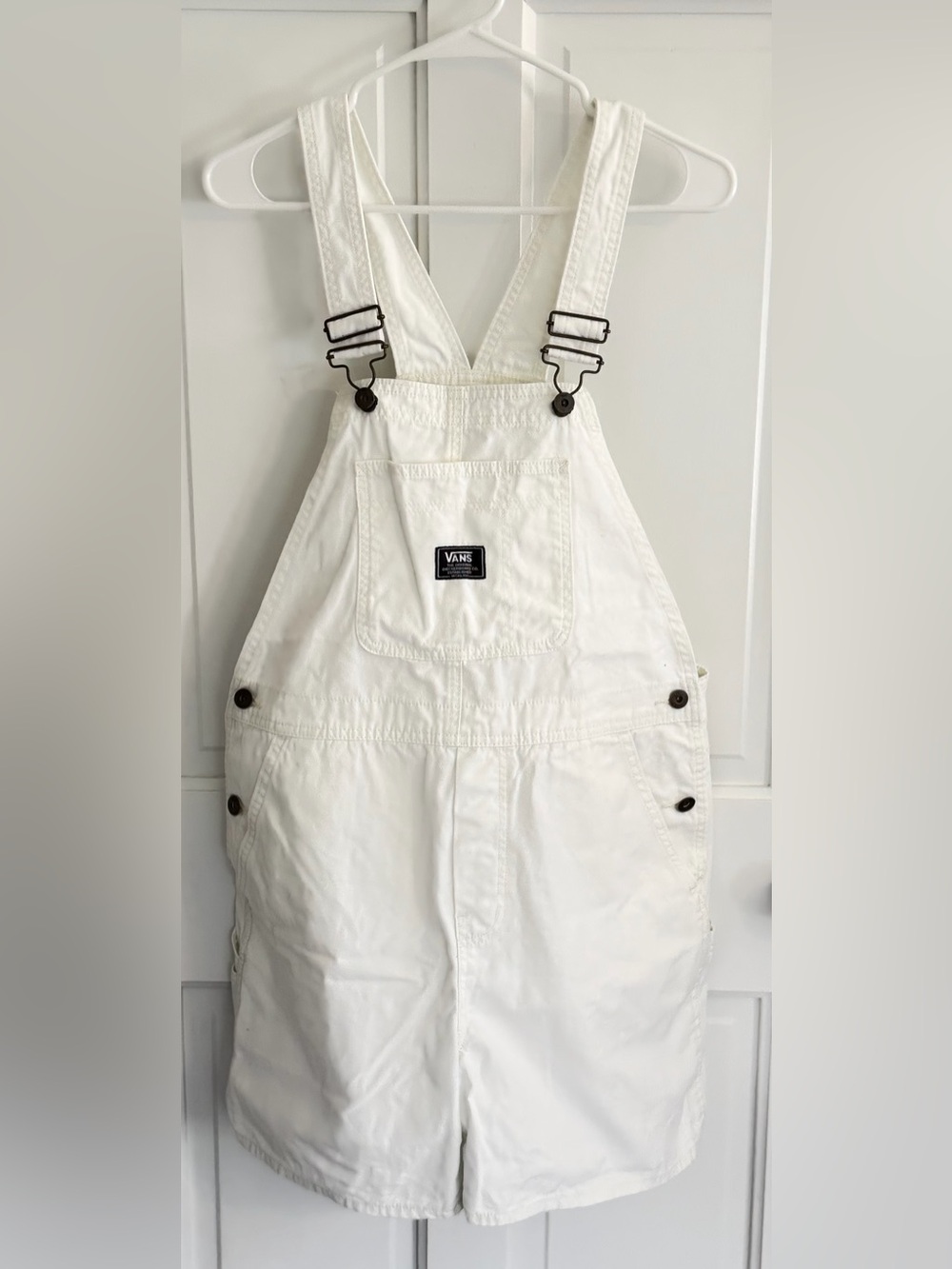 Vans Ground Work White Canvas Shortall Overalls Women’s Medium